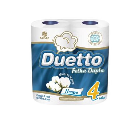 PAPEL HIGIENICO DOBLE HOJA NEUTRO DUETTO 4(16)