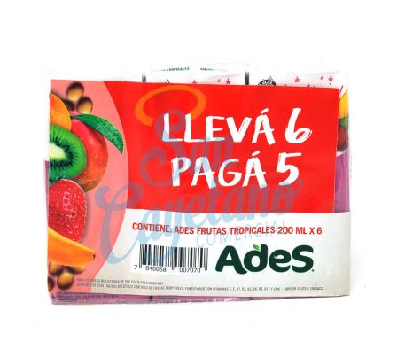 JUGO DE SOJA TROPICAL ADES 200ML PACK X 6