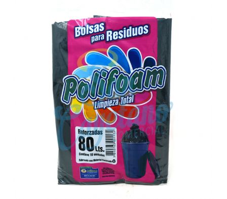 BOLSA P/RESIDUOS REFORZADO POLIFOAM 80L X10U (25)