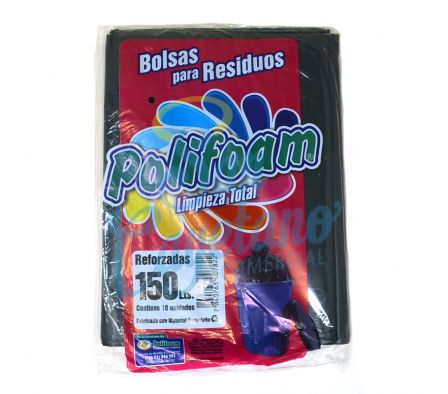 BOLSA P/RESIDUOS REFORZADO POLIFOAM 150L X10UN(25)