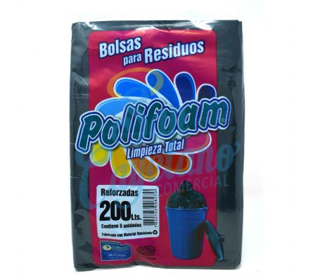 BOLSA P/RESIDUOS REFORZADO POLIFOAM 200L X 5U(10)