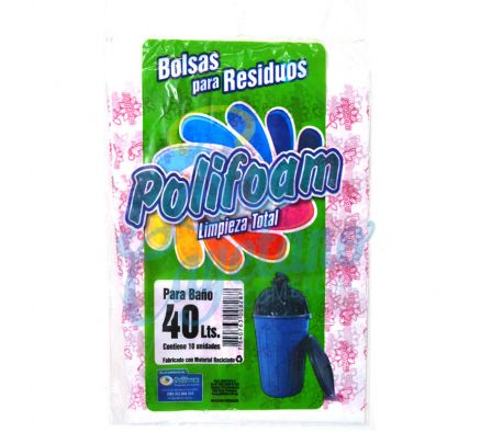 BOLSA P/RESIDUOS BAÑO POLIFOAM 40L X 10 UND (25)
