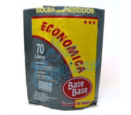 BOLSA P/RESIDUOS ECONOMICA BASE BASE 70L X 10 UND