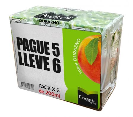 JUGO DE NECTAR DEL VALLE DURAZNO 200ML PACKX6UND 