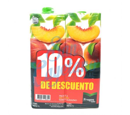 JUGO DE NECTAR DURAZNO DEL VALLE 1L PACKX2 