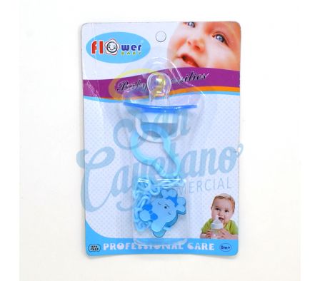 PORTA CHUPETE P/BEBE CON CHUPETE FLOWER B563 X UN,