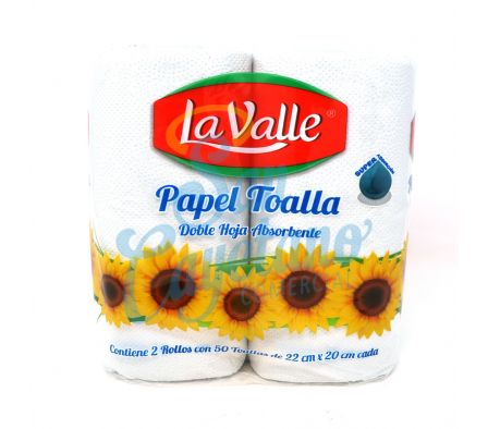 PAPEL TOALLA LA VALLE 2U 20,5*19CM DOBLE HOJA(12)