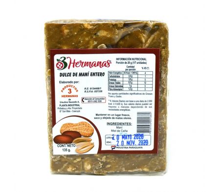 DULCE DE MANI ENTERO 3 HERMANAS 135GR (24)