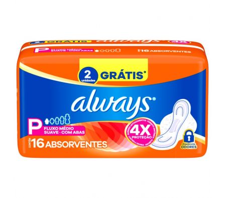 TOALLA FEMENINA C/ALAS SUAV.SECA ALWAYS 16UN(18)