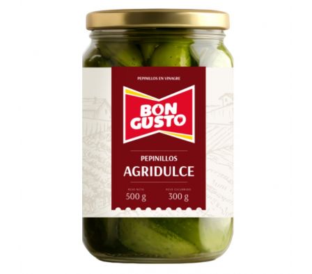 PEPINILLO EN VINAGRE AGRIDULCE BON GUSTO 500GR 